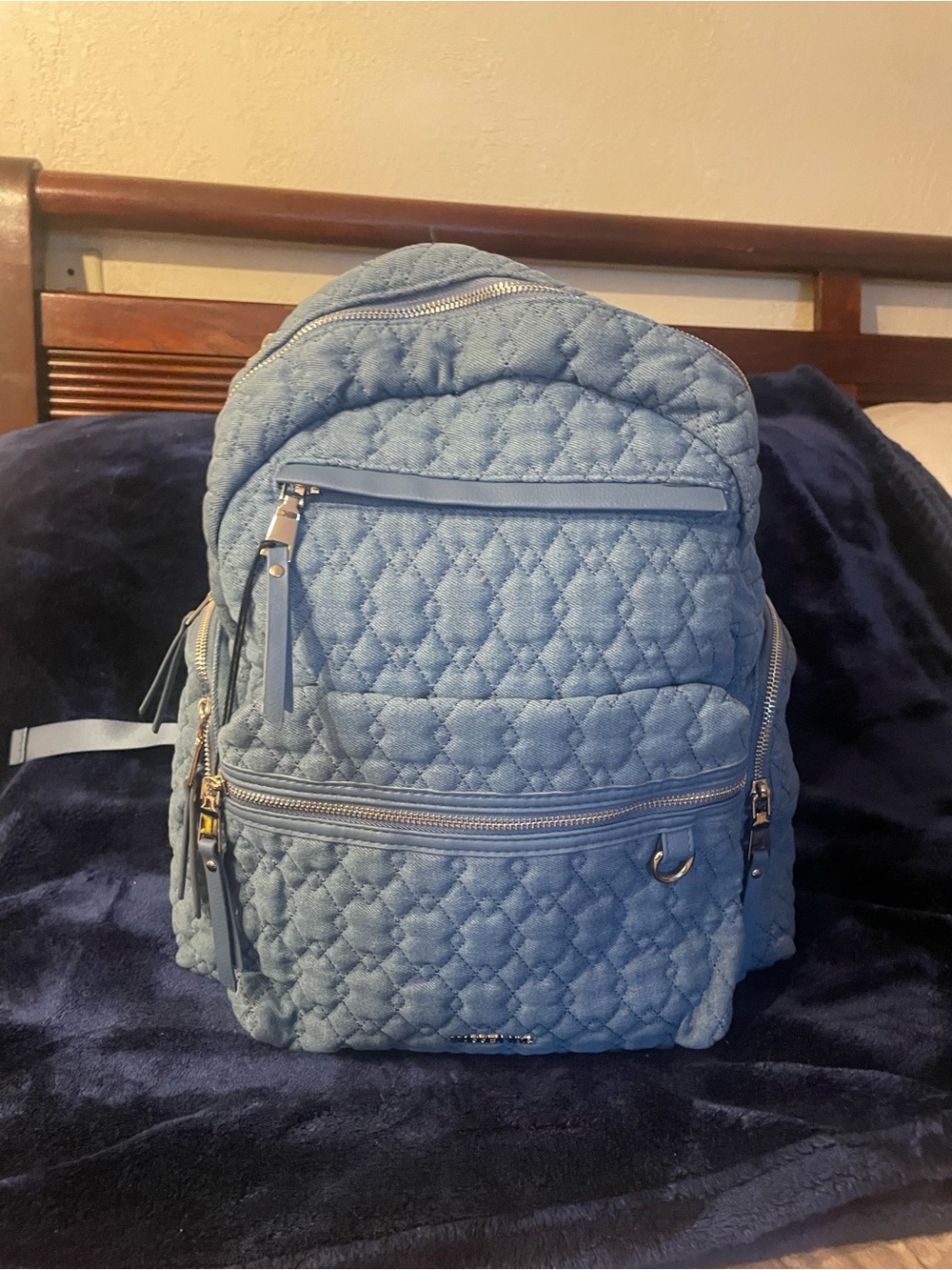 MADDEN NYC Quilted Light Blue Women's Backpack
